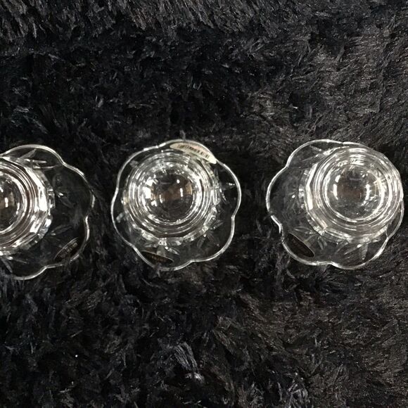 3 Lead Crystal 24% Votive Candle Holder Flower Petal Shaped Made in the USA - Picture 3 of 9